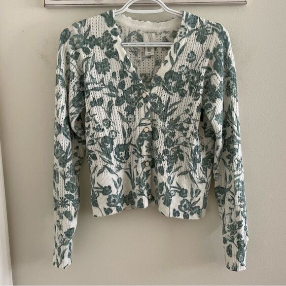Joie Sweaters - Joie Floral Cardigan with Pearl Buttons.